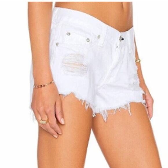 Rag & Bone Marin Bright White Cut-Off Distressed Jeans Shorts White Size 31 - Picture 2 of 10